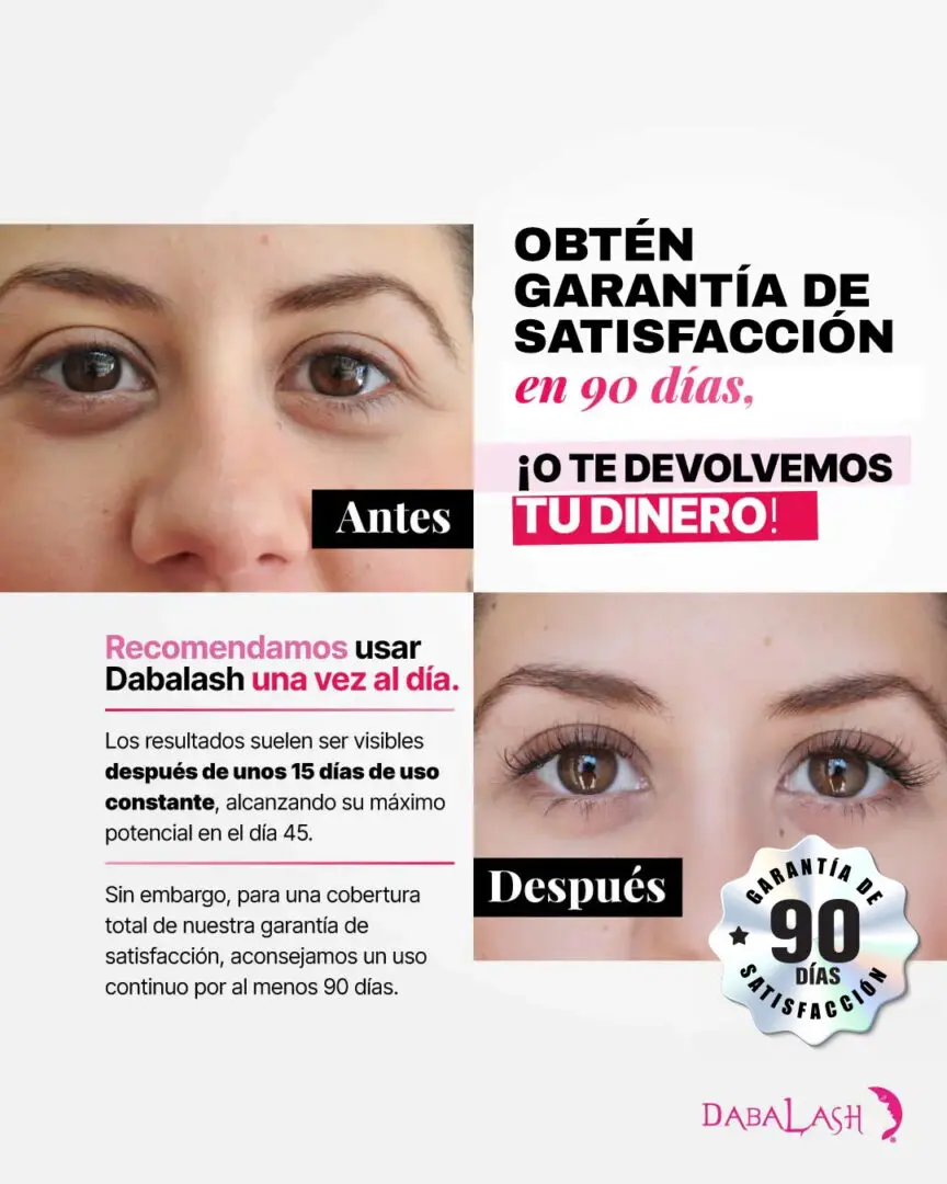 Garantía de satisfacción con DABALASH - Sérum para pestañas y cejas con calidad garantizada en Colombia.